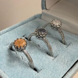 Silver Trio Gemstone Ring Set